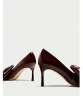 ZARA BURGUNDY FAUX PATENT COURT SHOES WITH 6228-201