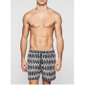 Calvin Klein Surf Print Medium Drawstring Surfs Up Print Black Erkek Mayo Şort