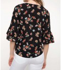 DeFacto Kadın Kol Ucu Volanlı Çiçek Desenli Bluz I6960AZ BK27