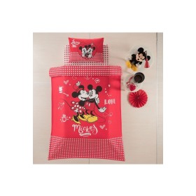 Özdilek Tek Kişilik Disney Lisans Baskılı Pike Takımı Mickey Mouse Friends Love Kırmızı