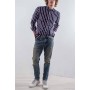 Tommy Jeans Çizgili Mavi Koton Erkek Gömlek DM0DM04486902