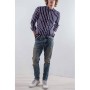 Tommy Jeans Çizgili Mavi Koton Erkek Gömlek DM0DM04486902