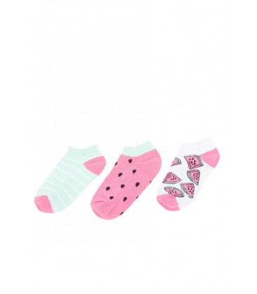 Defacto Karma Kız Çocuk Desenli 3'lü Kısa Çorap J9185A6.18AU.KR1