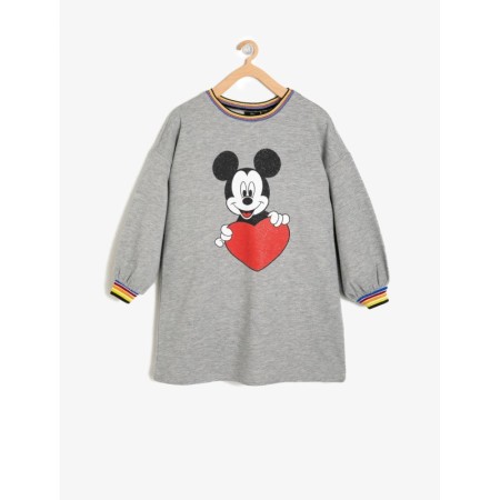 Koton Mickey Baskılı Elbise Gri 9KKG87522AKGRM