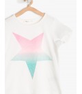 Koton Kız Çocuk Tişört Beyaz Kız Çocuk Yıldız Baskılı T-Shirt 7YKG17215OK000