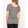 Defacto Kadın Çizgili Body Ekru T-shirt - H9552AZ