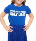 Defacto Mavi Genç Kız Yazı Baskılı T-Shirt K0407A6