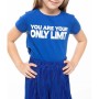 Defacto Mavi Genç Kız Yazı Baskılı T-Shirt K0407A6
