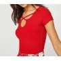 Koton Yaka Detaylı T-Shirt Kırmızı 8YAL11530JK401