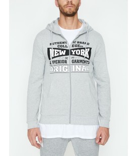 Koton Erkek Yazılı Baskılı Sweatshirt Gri 9KAM71480LK027