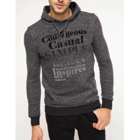 Defacto Kapşonlu Sweatshirt Antrasit Sweatshirt G2969AZ