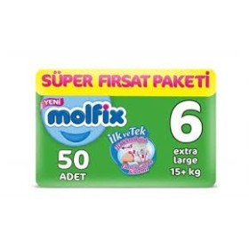 Molfix 3D Bebek Bezi Extra Large 6 Beden, Süper Fırsat Paketi 50 Adet