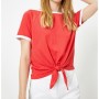 Koton Bağlama Detaylı T-Shirt Kırmızı 8YAL11141OK473