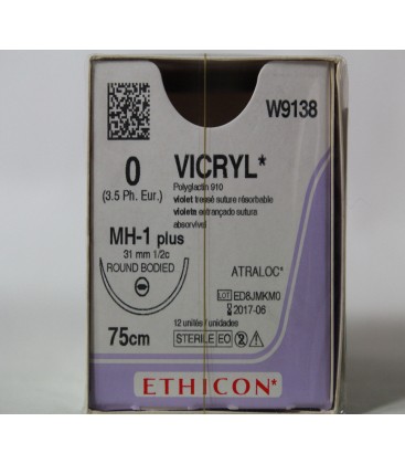 Ethicon W9138 75cm vicryl absorbable coated braided violet