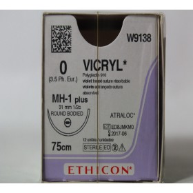 Ethicon W9138 75cm vicryl absorbable coated braided violet