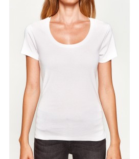 Koton Kadın Oyuk Yaka T-Shirt Beyaz 8KTK12085SK000