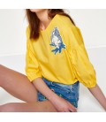 Koton Kadın Nakış Detaylı Bluz Sarı Bluz 7YAK63075EW151