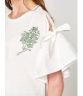 Koton Kadın İşlemeli T-Shirt Beyaz 7YAK13857EK000