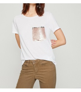 Koton Kadın Pul Detaylı T-Shirt Beyaz 8YAK13852GK000