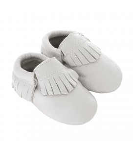 Romirus Bebek Ayakkabısı Beyaz Deri - Saçaklı Model