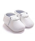 Romirus Bebek Ayakkabısı Beyaz Deri - Saçaklı Model