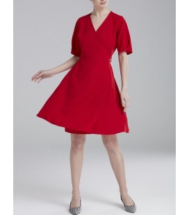 Love My Body Kadın V Yaka Elbise - 124L5293000 - Kırmızı