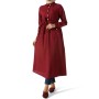 AllDay Bordo, Düğmeli Kuşaklı, Kadın Tesettür Tunik, - 252-1650