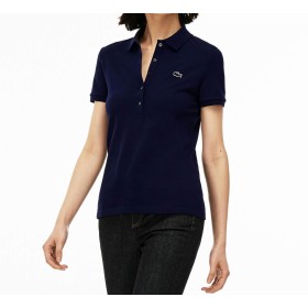 Lacoste Kadın T-Shirt, Lacivert Polo Yaka Tişört, PF7845 166