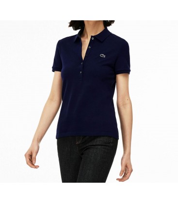 Lacoste Kadın T-Shirt, Lacivert Polo Yaka Tişört, PF7845 166