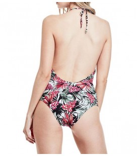 Guess Kadın Mayo Tropical Floral V-Neck, One-Piece Swimsuit - E82J33MP004-F855