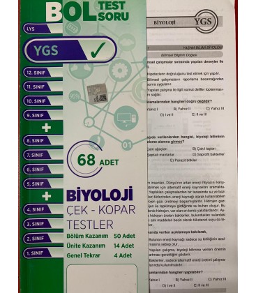 Lys Ygs 68 Adet Biyoloji Çek Kopar Yaprak Test Pergel Yayınları