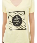Koton Kadın Baskılı T-Shirt - Sarı 7KAL11974JK158