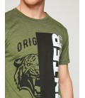 Koton Yazılı Baskılı Erkek T-Shirt  Haki 8YAM11171MK801