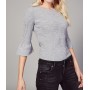 Happiness İst. Kadın Gri Kol Ucu İspanyol Fitilli Örme Slim Fit Kesim Kazak SH00187