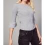 Happiness İst. Kadın Gri Kol Ucu İspanyol Fitilli Örme Slim Fit Kesim Kazak SH00187