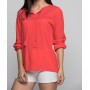 Cotton Şile Bezi Robası Dantelli Bağcıklı Uzun Kol Bordo Tunik 7181852