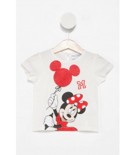 Defacto Beyaz Kız Bebek Minnie Mouse Baskılı Lisanslı T-shirt I8557A2.18SP.WT43