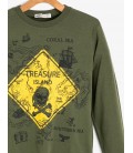 Koton Erkek Çocuk Yazılı Baskılı T-Shirt - Haki 9KKB16399OK886