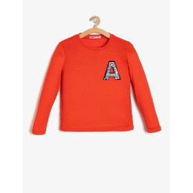 Koton Kız Çocuk Pul Detaylı T-Shirt - Turuncu 9KKG17955AK200