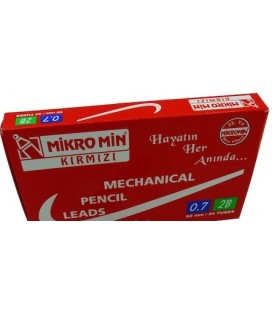 Mikro Min 2B 60 MM 0.7 Mekanik Kalem Ucu Kırmızı 24 Tablet