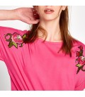 Koton Kadın Tişört Nakış Detaylı T-Shirt - Fuşya 7YAK13912EK300