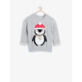 Koton Penguen Desenli Sweatshirt Gri 6KKG19274OK023
