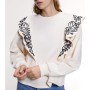 Zara Fırfırlı Şeritli Sweatshirt Krem Rengi 0085/152/712