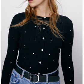 Zara Taşlı Düğmeli Kadın Hırka Siyah 4938/002/800