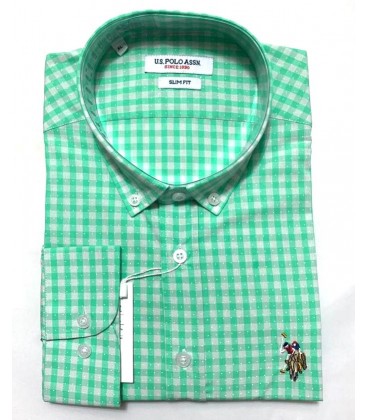 U.S. Polo Erkek Gömlek G081SZ004.000.849503 Kareli Yeşil Gömlek