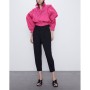 Zara Kadın Fırfırlı Pilili Ceket Fuşya 2922/400