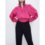 Zara Kadın Fırfırlı Pilili Ceket Fuşya 2922/400