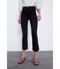 Zara Kadın Siyah İspanyol Paça Orta Bel Jean Pantolon 3643/014