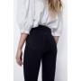 Zara Kadın Siyah İspanyol Paça Orta Bel Jean Pantolon 3643/014