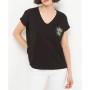 Mavi Kadın V Yaka Baskılı Siyah T-Shirt 167954-900